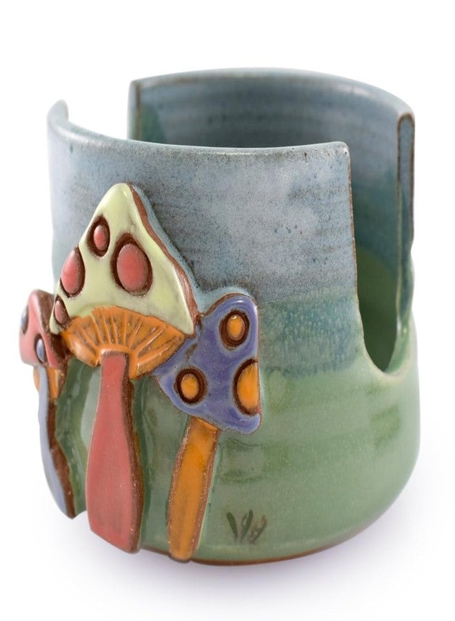 Modern Artisans American Handmade Pottery Kitchen Sponge Holder, Enchanted Mushrooms Motif - Image 4